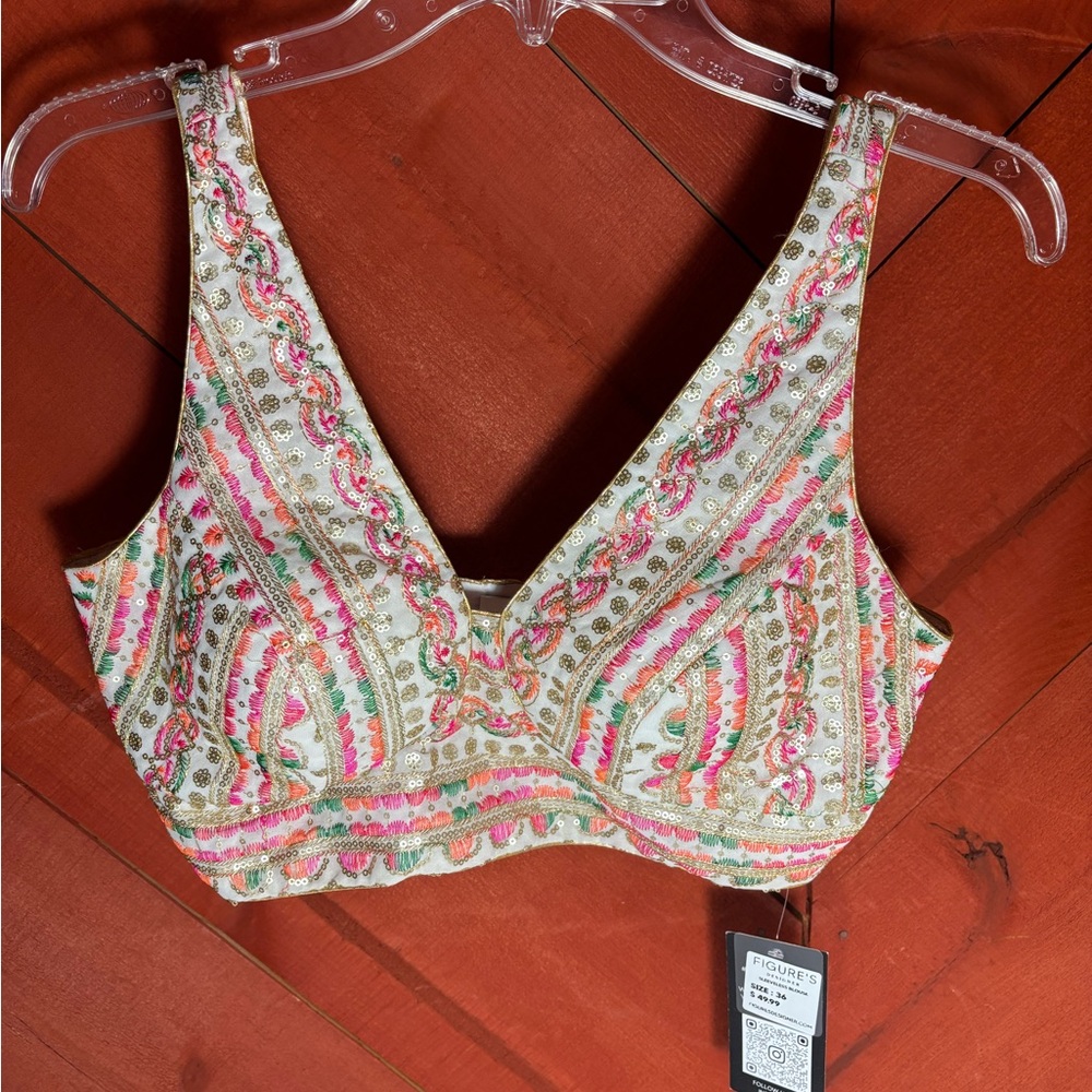 Figures Designer Boho Paisley Bralette Crop Top | NWT | Altered Fit